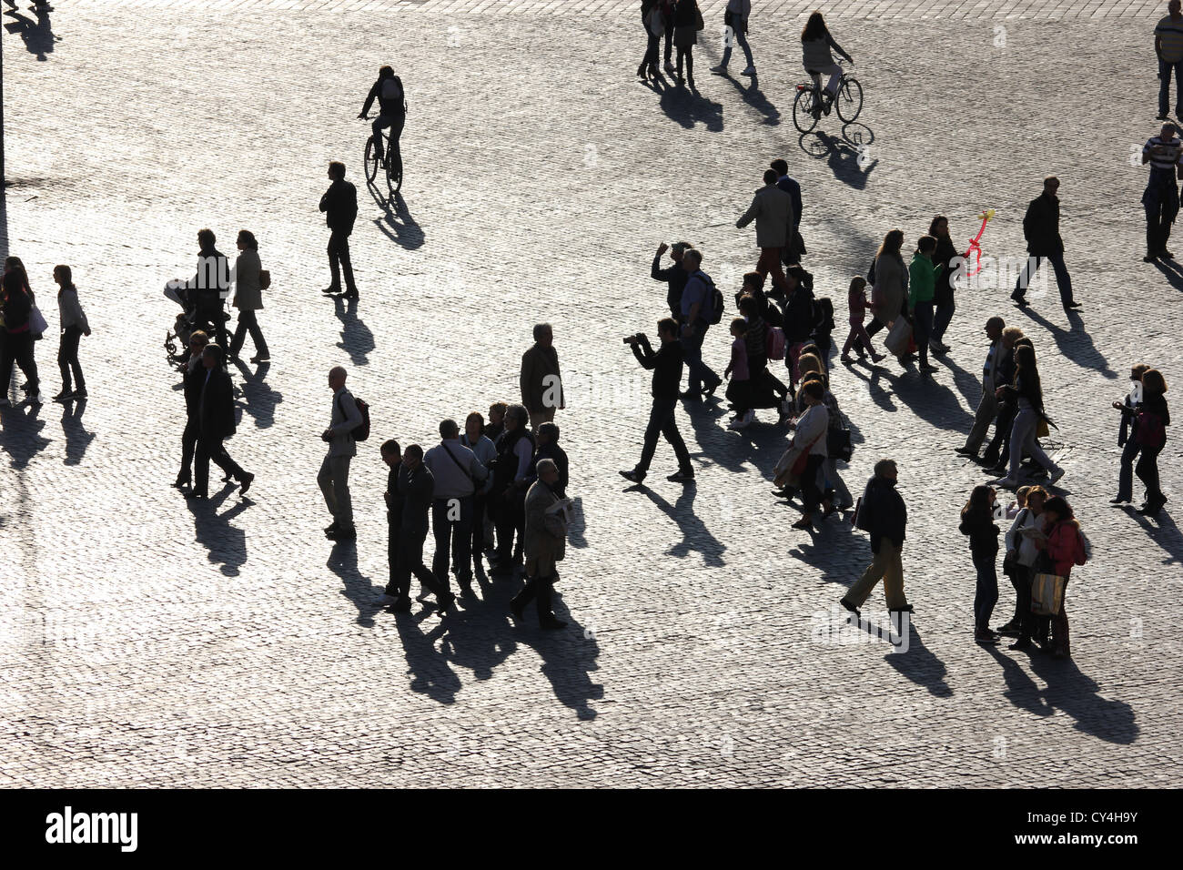 a beautiful photograph of people walking in PIazza del Popolo, silhouettes, Roma, rome, Rome, Italy, photoarkive Stock Photo