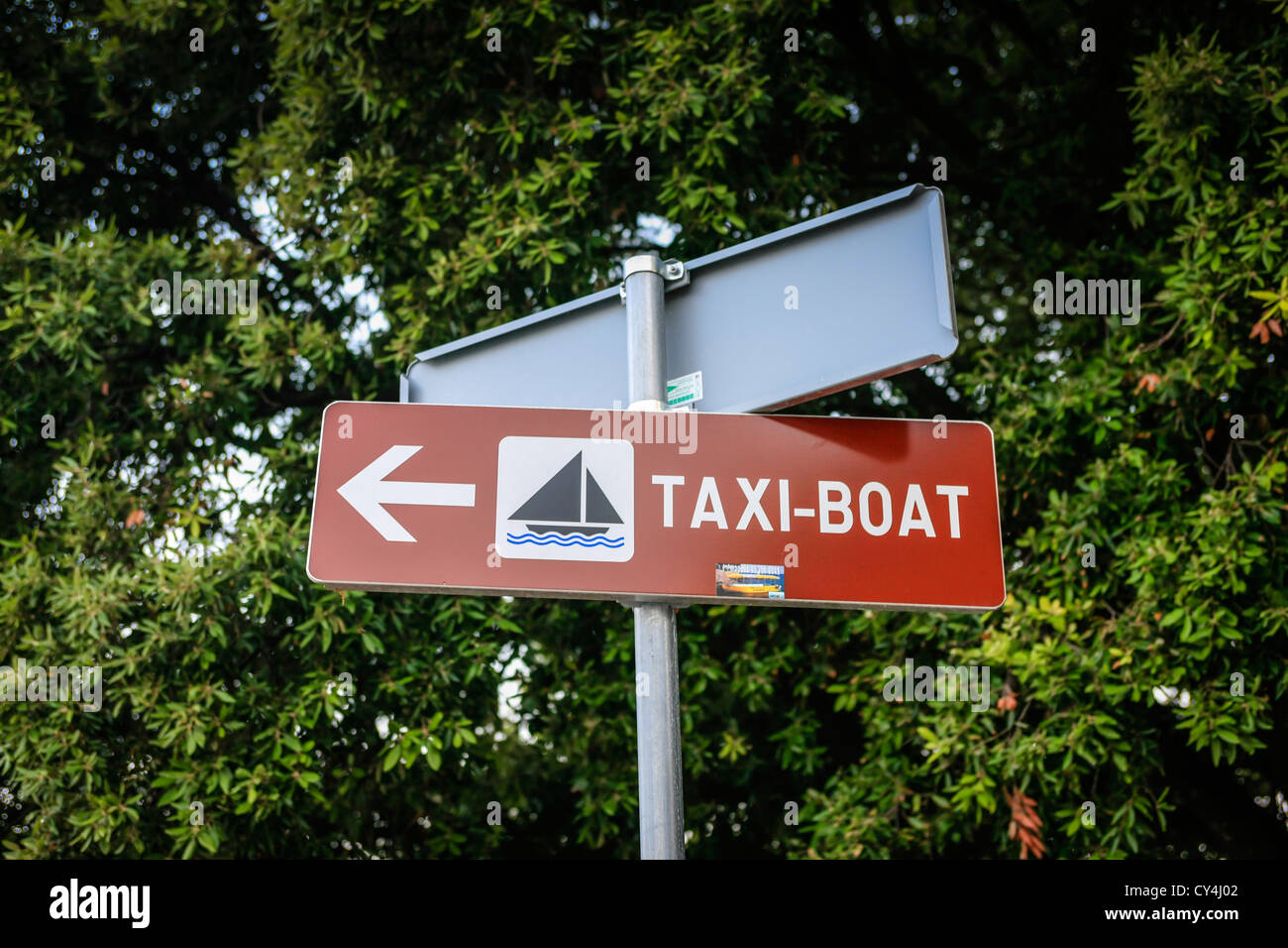 Signpost pointing to the Water Taxi-boat in Opatija Croatia Stock Photo