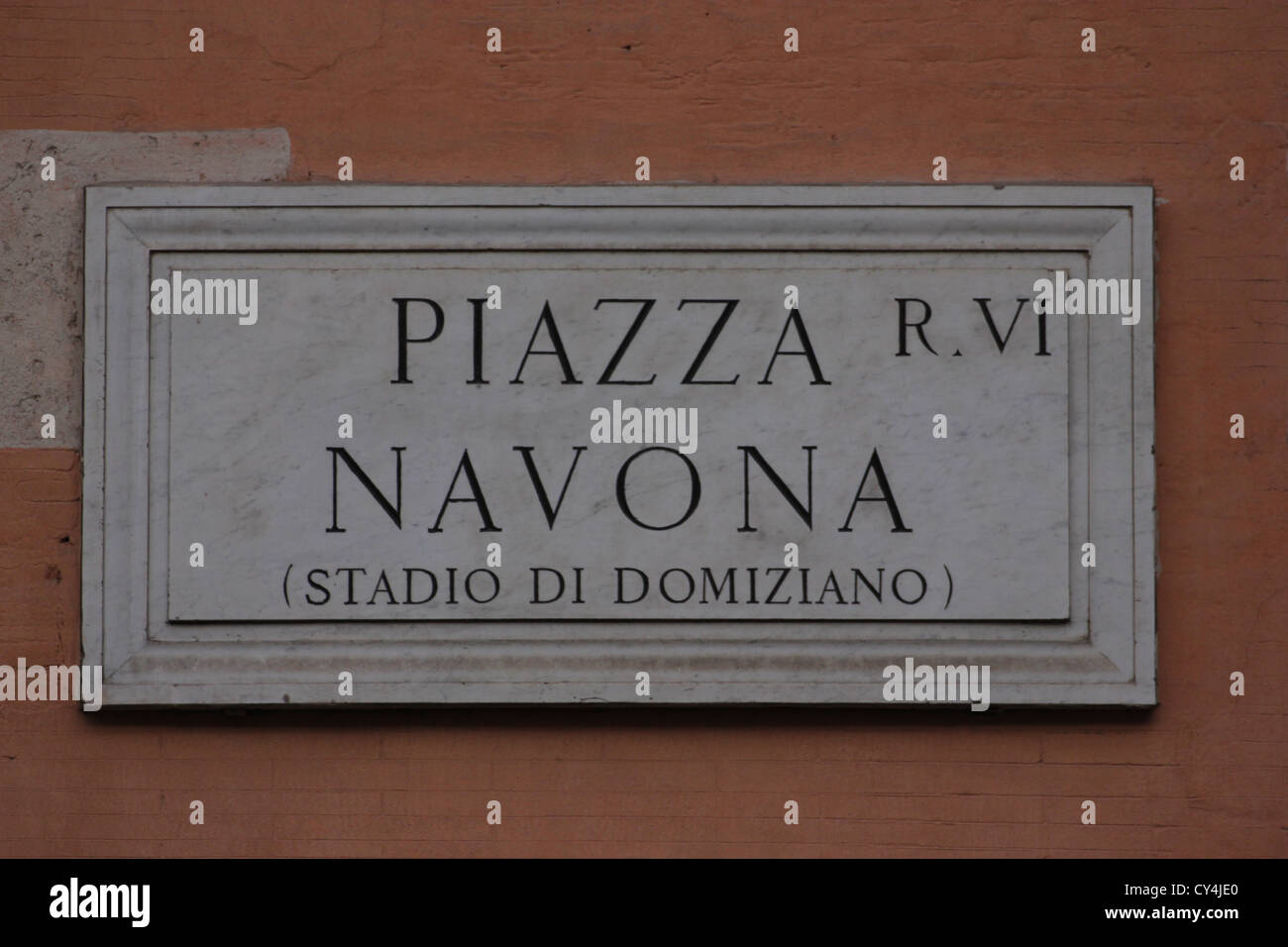 Piazza Navona, Navona square, marble sign, Rome, Italy, photoarkive Stock Photo