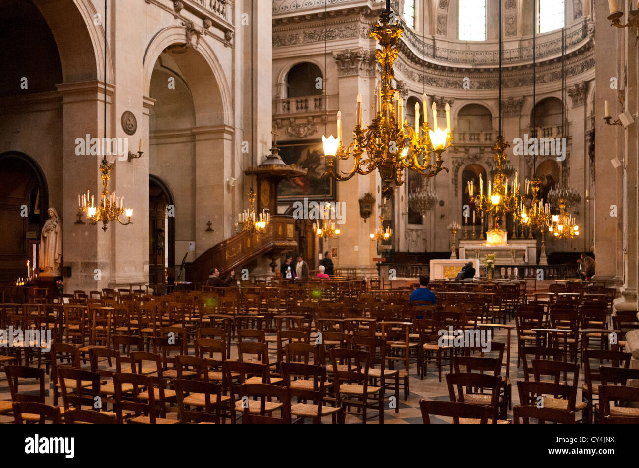 Inside the Church 'Saint Paul Le Marais', typical Parisian neighborhood, on the center of the capital. Paris, France Stock Photo