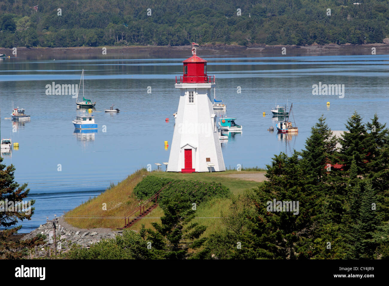 Canada New Brunswick Atlantic Coast Campobello Island Mulholland Point Lighthouse Stock Photo