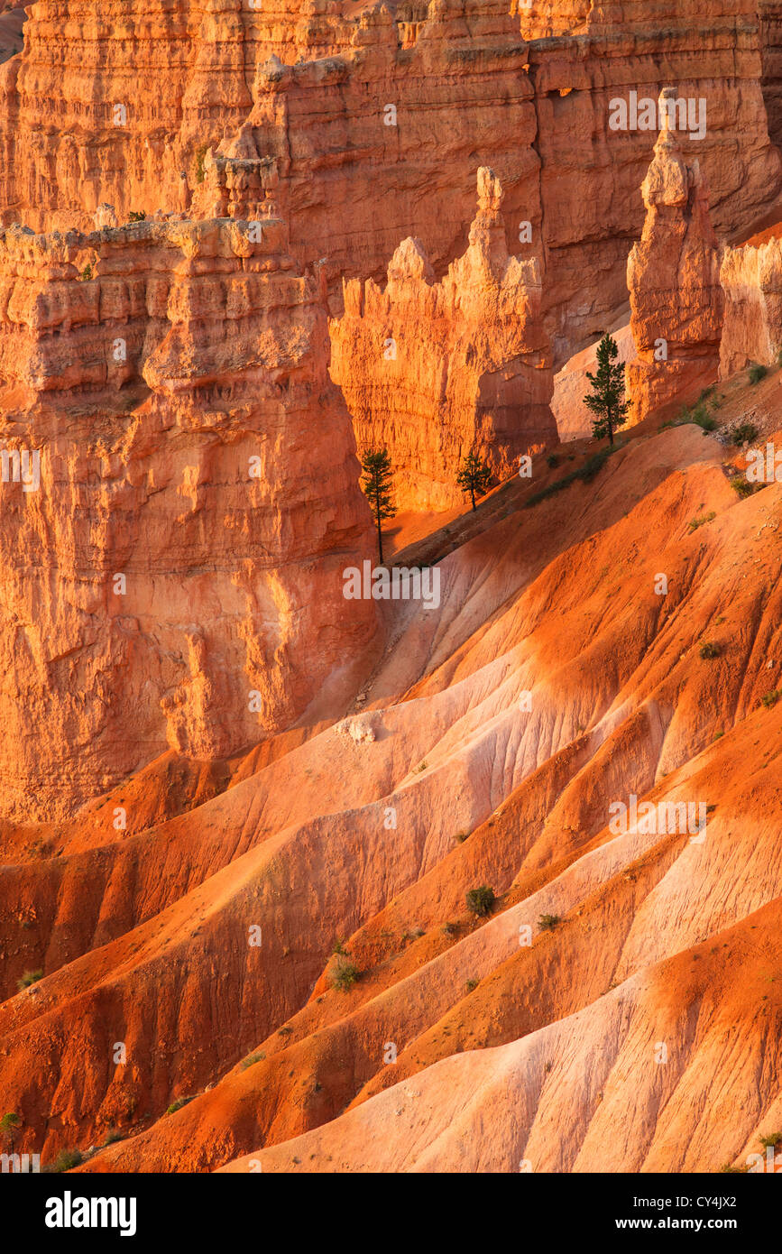 USA, Utah, Bryce Canyon, Rock formations at sunset Stock Photo