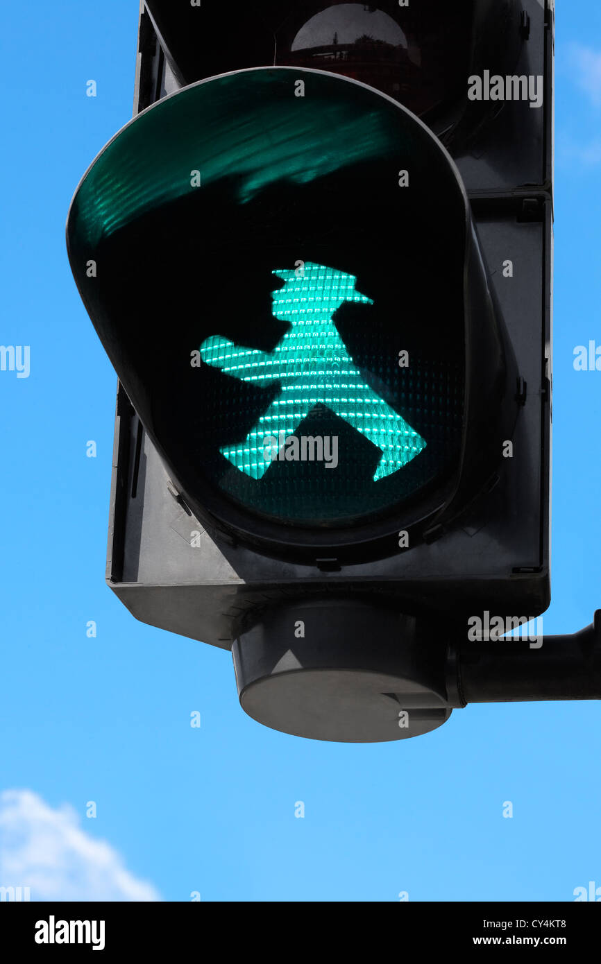 Green traffic light in Berlin, East Germany Stock Photo