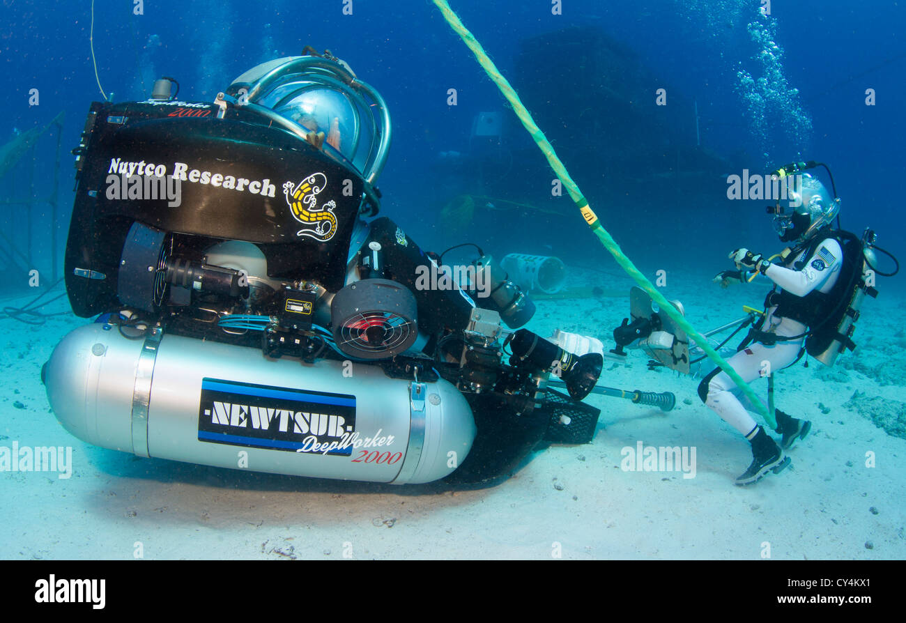 NASA astronauts training with Deep Worker submarine Stock Photo