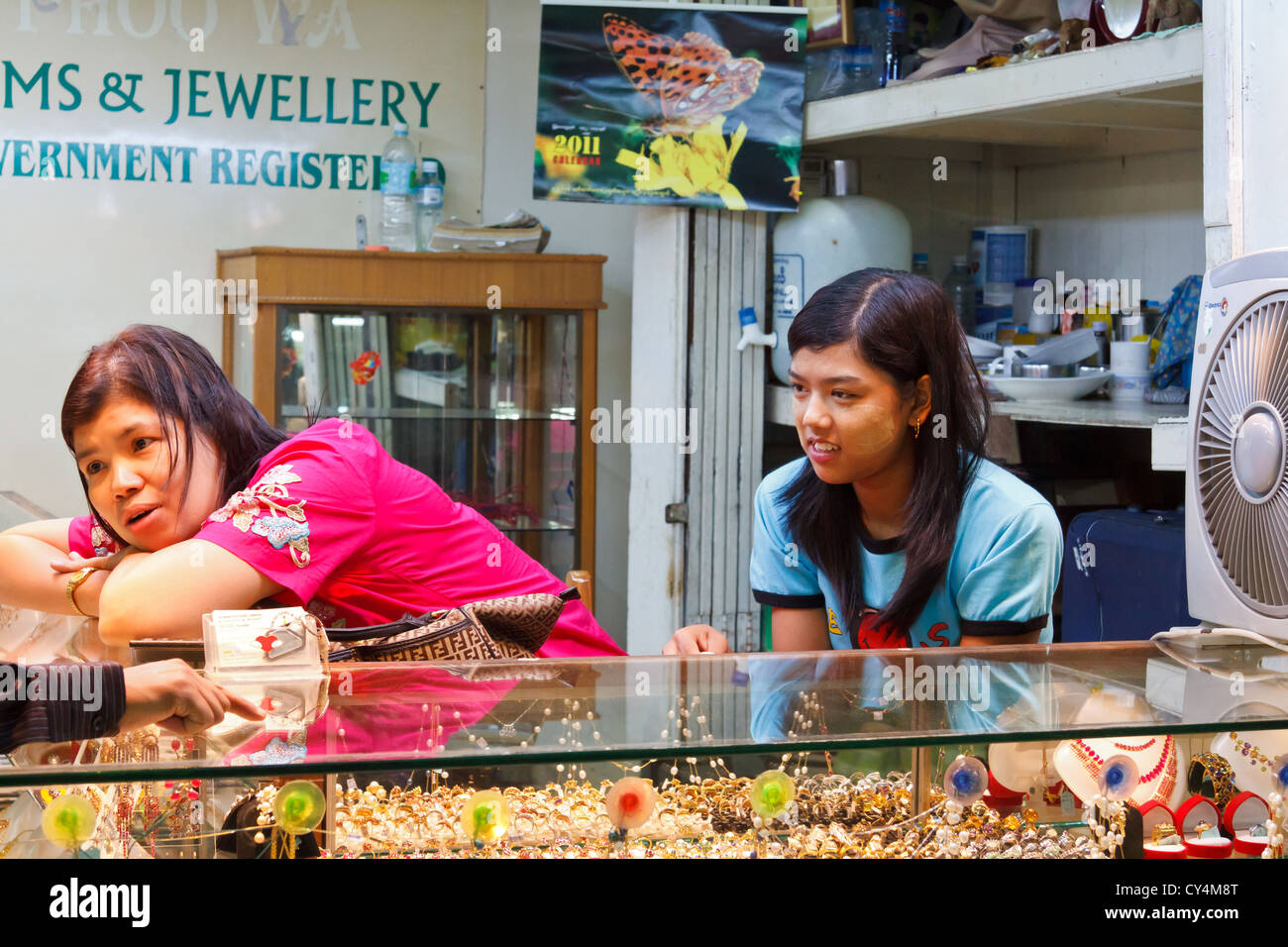 Sale of Jewelry in a Shop in Rangoon, Myanmar Stock Photo Alamy
