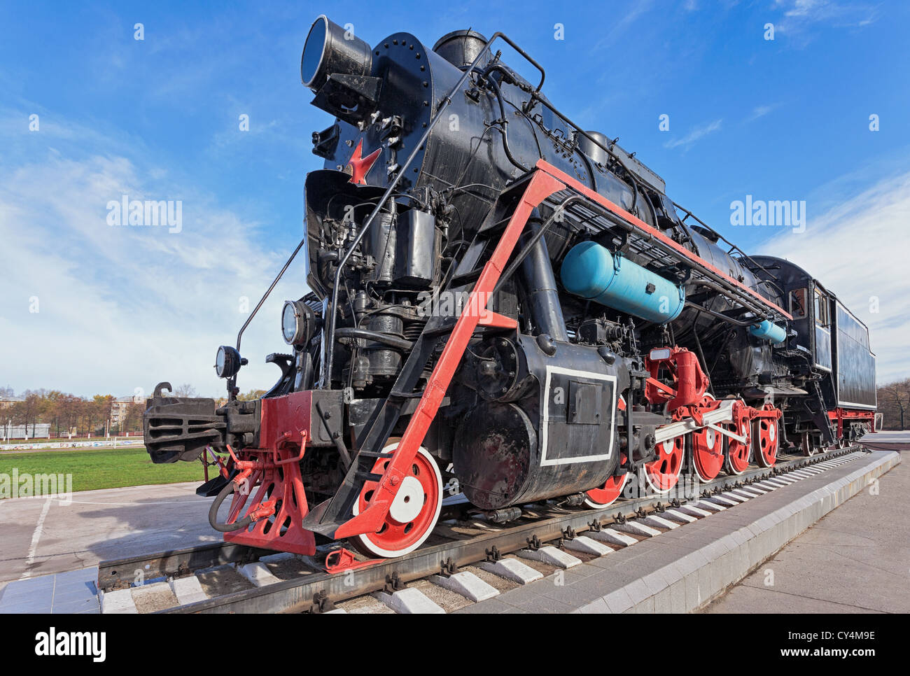 Old steam locomotive with the red star Stock Photo - Alamy
