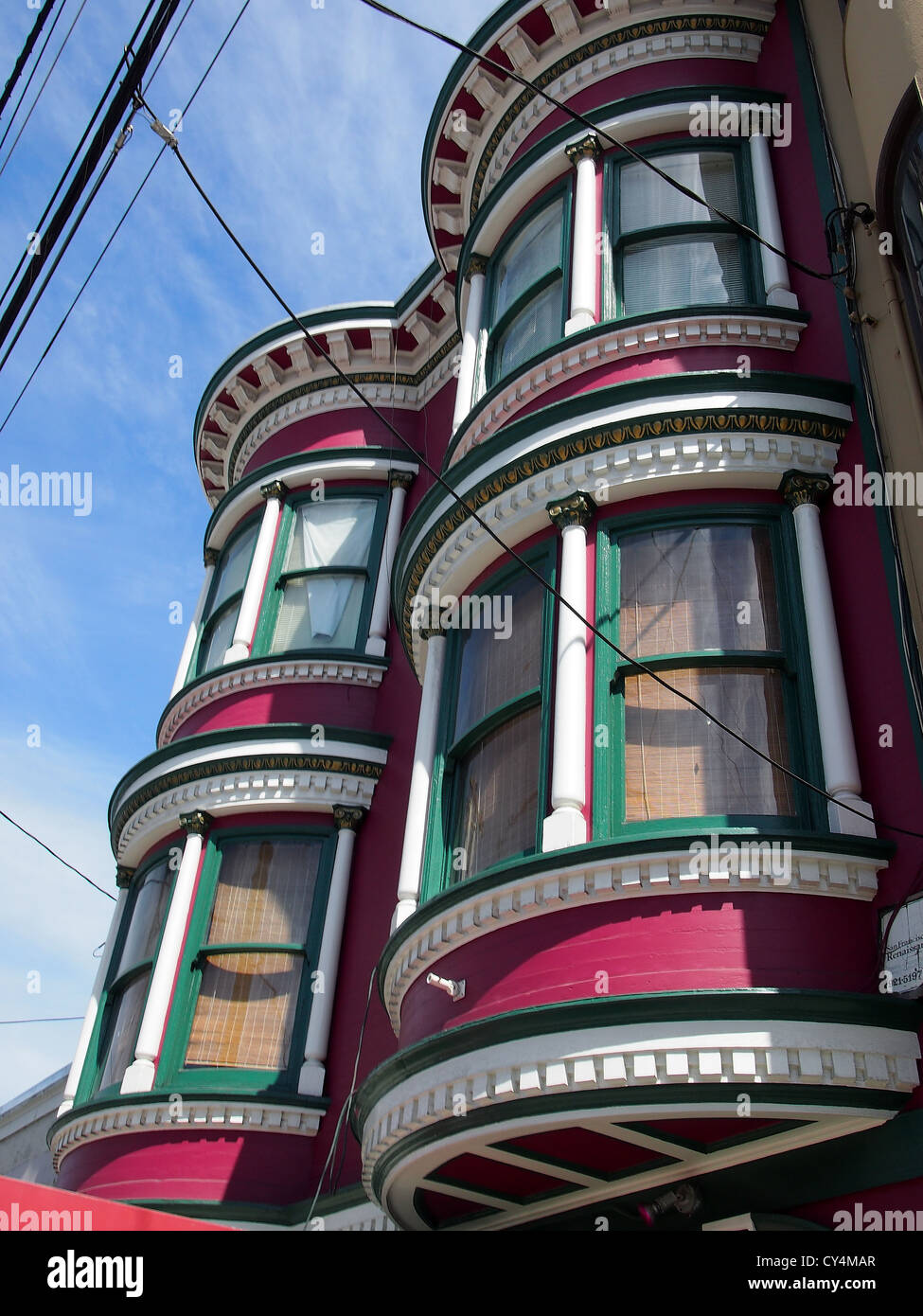 Detail of Colorful Housefront, North Beach San Francisco Stock Photo