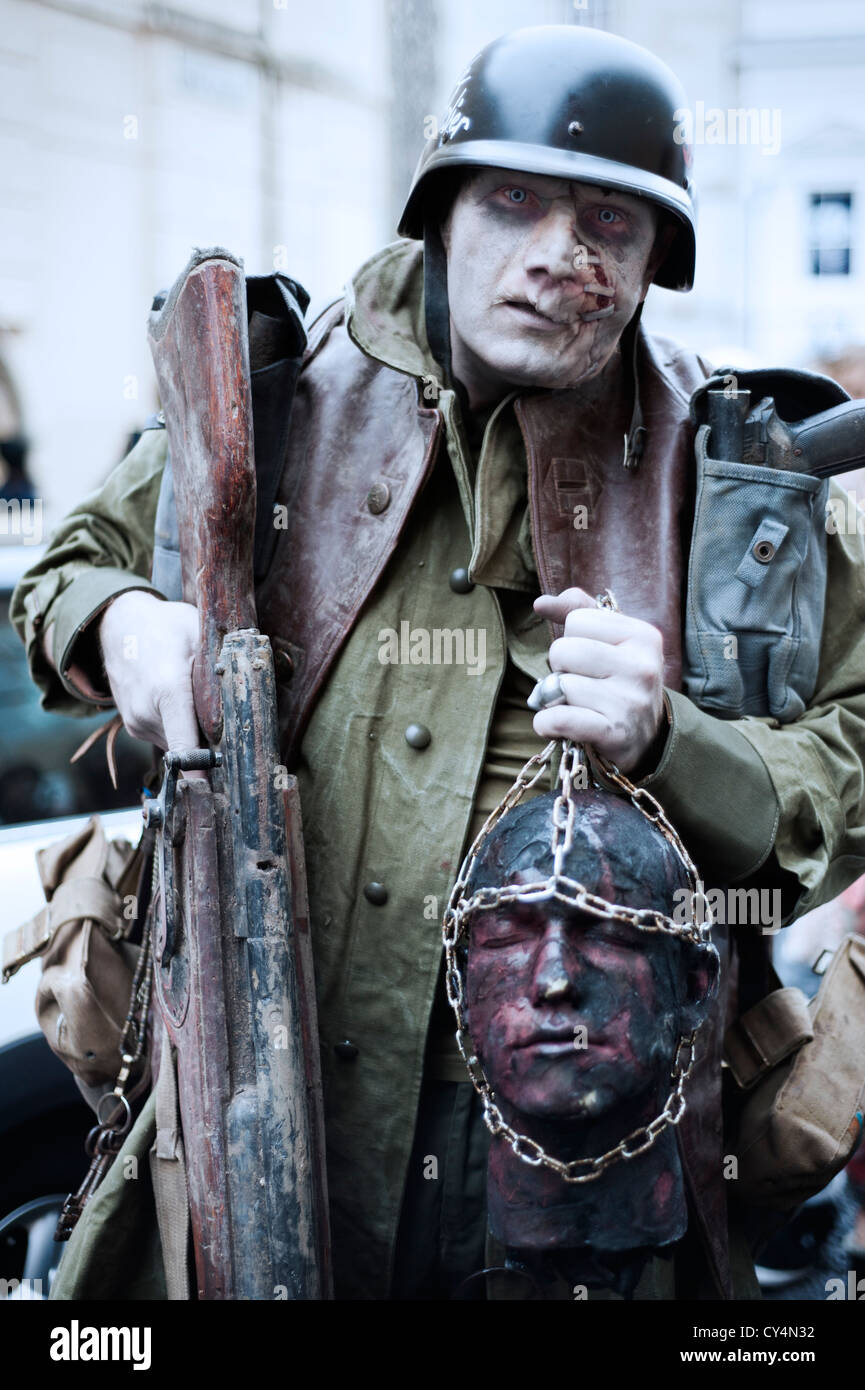Zombie soldier taking part in the Brighton Zombie Parade - 20th October 2012 Stock Photo