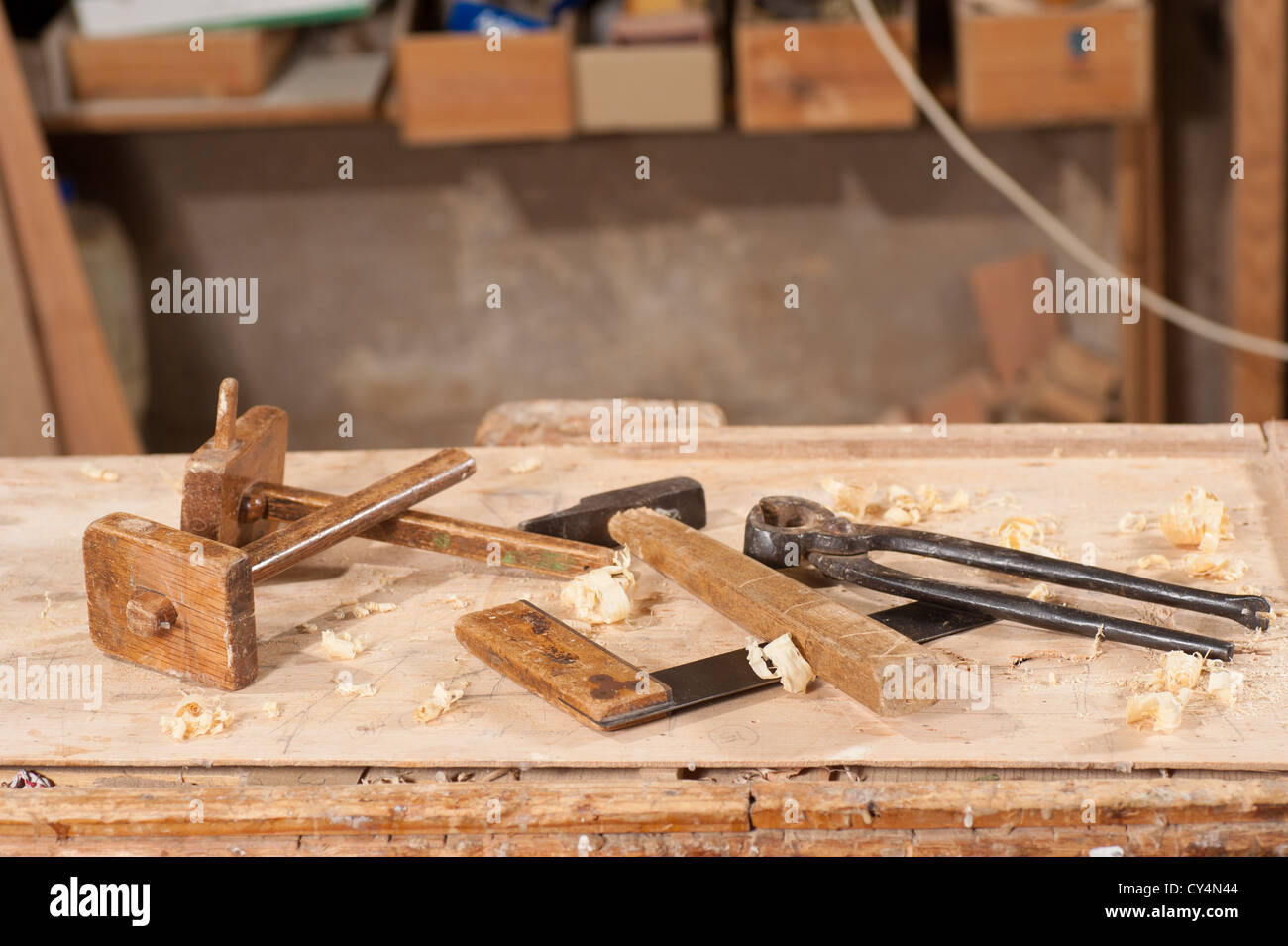 Old marking gauges and other carpentry tools Stock Photo Alamy