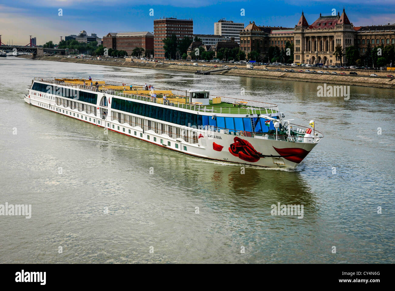 The German River Cruise Ship A Rosa Riva Sails Through Budapest On The River Danube Stock Photo Alamy