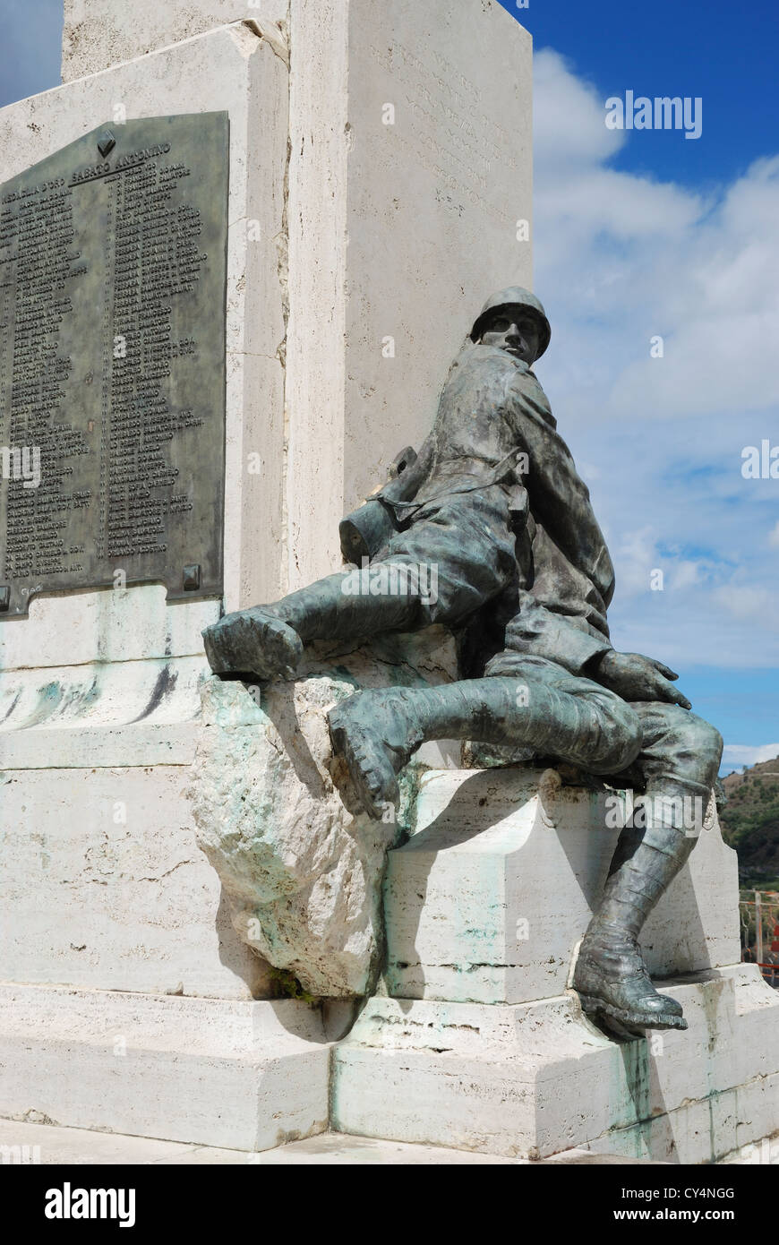 The war memorial at Novara di Sicilia, Sicily, Italy. Stock Photo