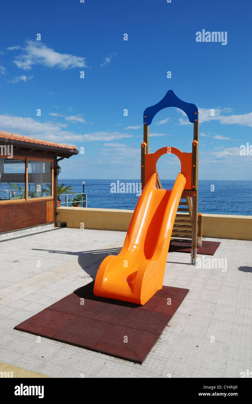 A playground slide at Letojanni, Sicily, Italy. Stock Photo