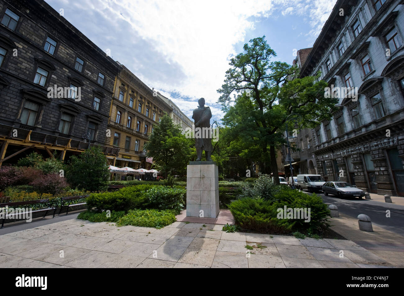 Budapest, the capital of Hungary. Ferenc List Place. Statue of Endre Ady. Stock Photo