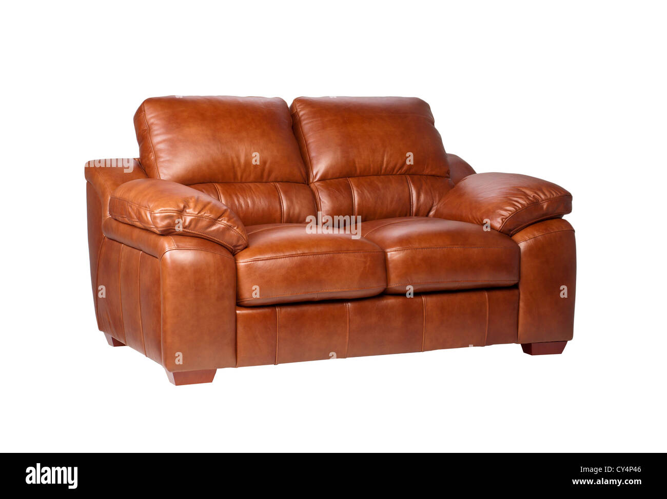 Nice and luxury brown leather sofa the great leather furniture Stock Photo