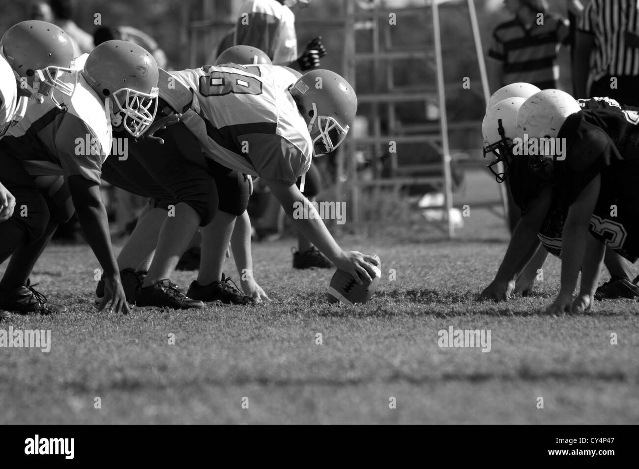 American Football played by young men black and white variation Stock
