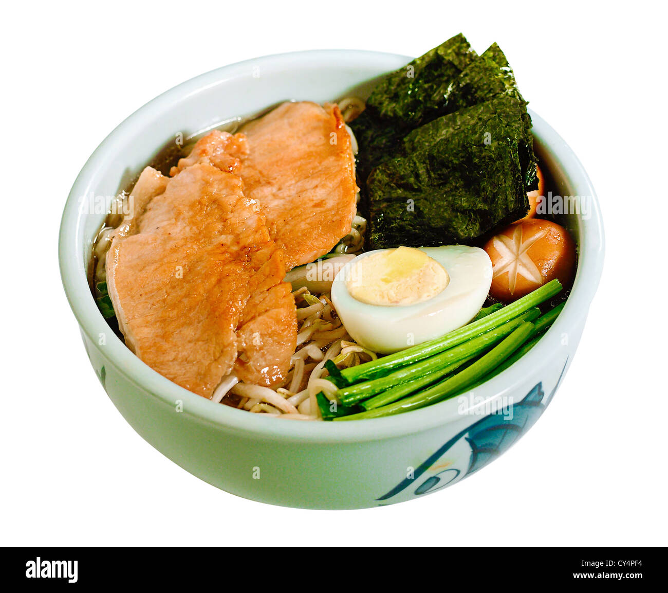 Japanese noodle ramen with pork seaweed vegetables Stock Photo Alamy