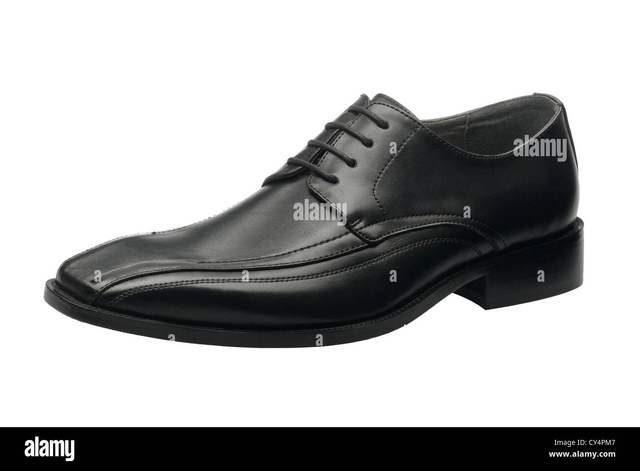 Black leather men shoe isolated on white background Stock Photo - Alamy