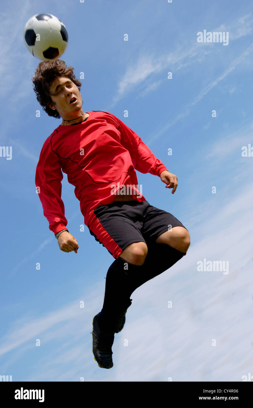 Soccer Football Player making header Stock Photo Alamy