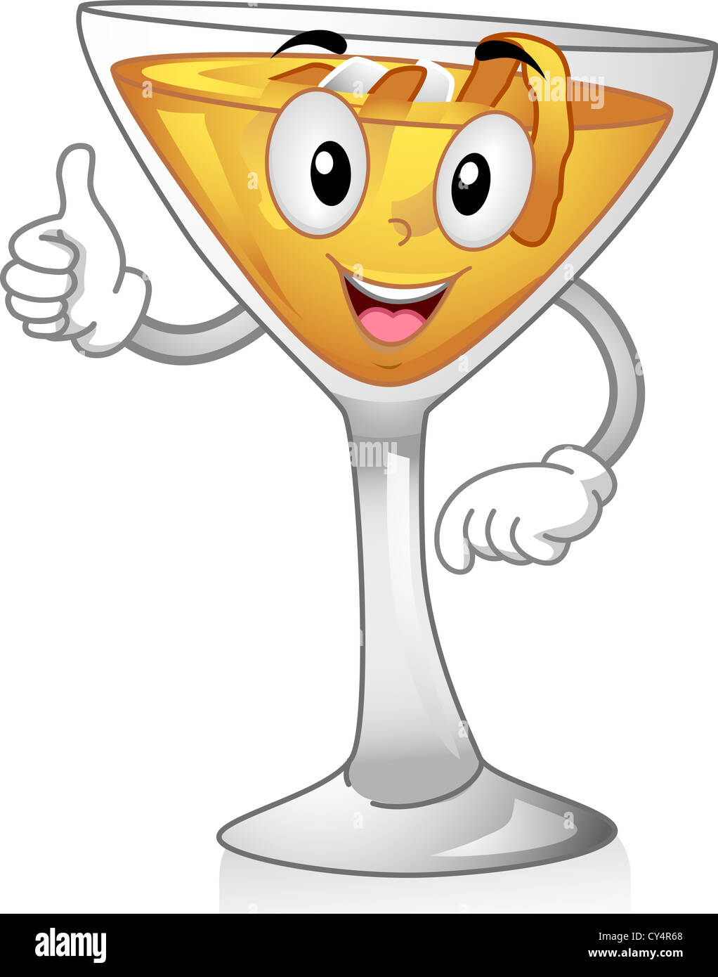 Mascot Illustration Featuring an Apple Jack Cocktail Doing a Thumbs Up Stock Photo