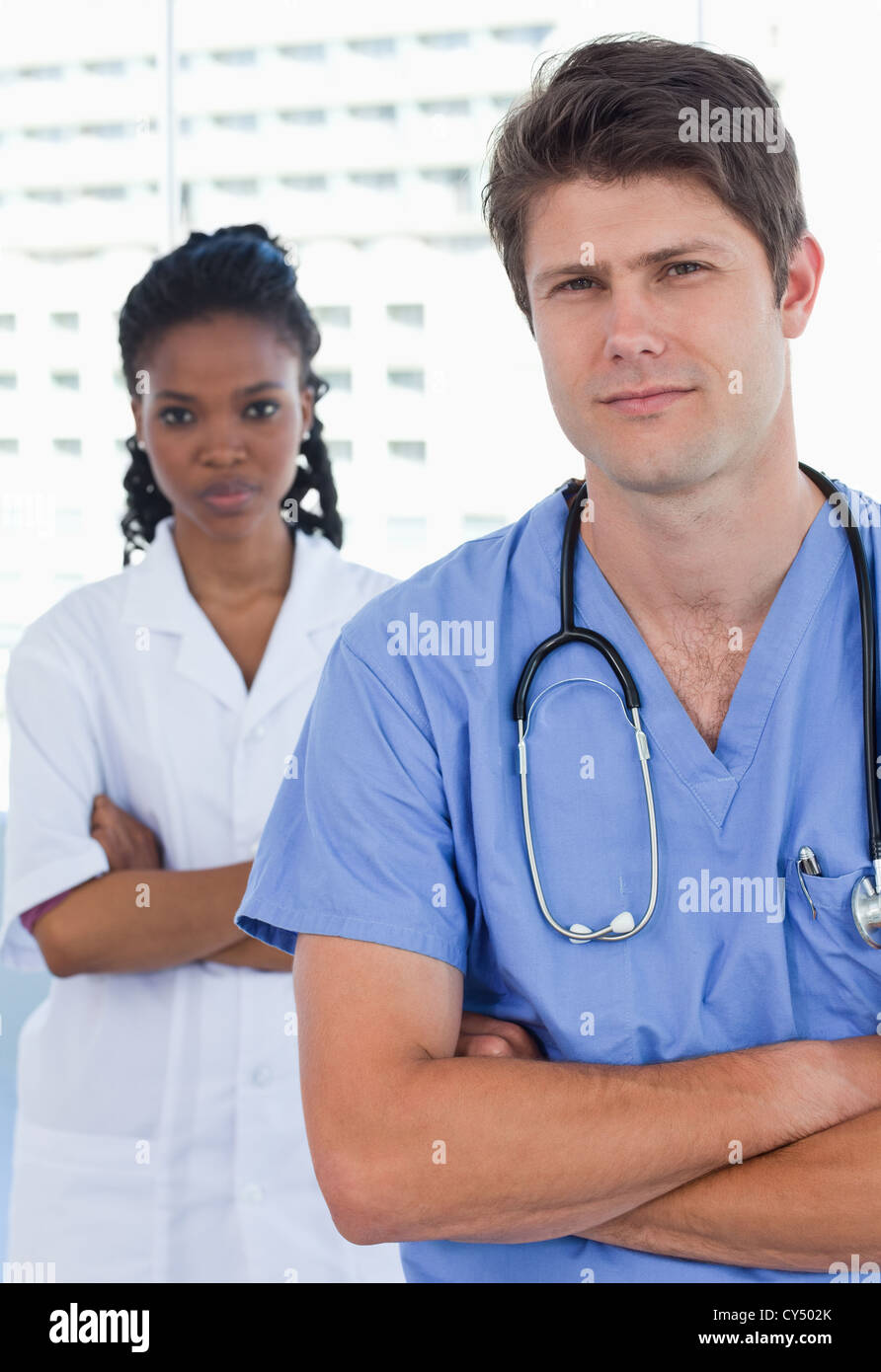 Portrait of professional doctors standing up Stock Photo