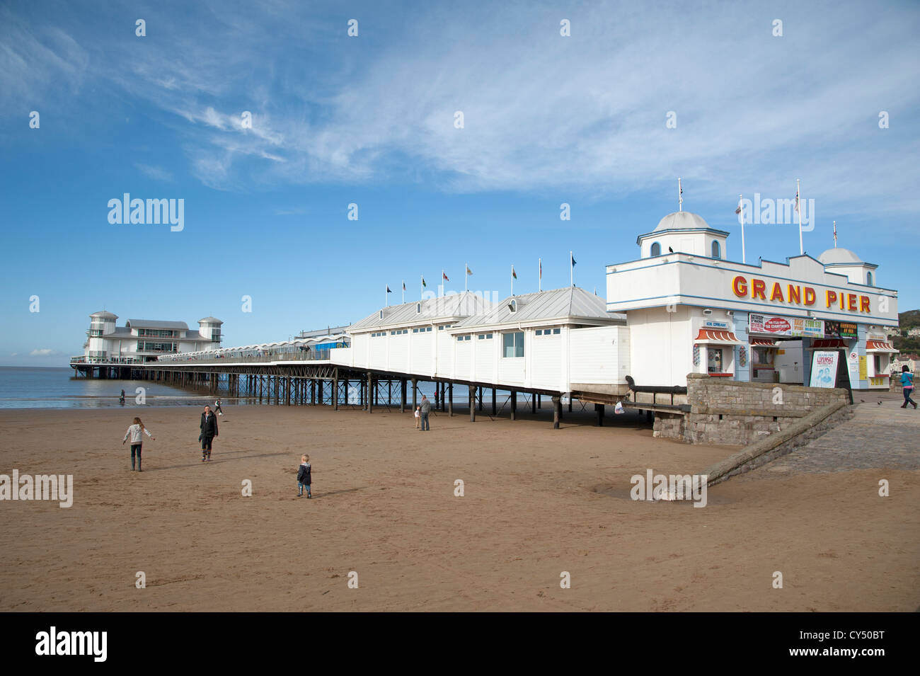 Grand Pier on the seafront at Weston Super Mare Somerset UK Stock Photo
