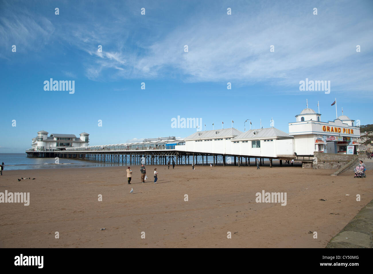 Grand Pier on the seafront at Weston Super Mare Somerset UK Stock Photo