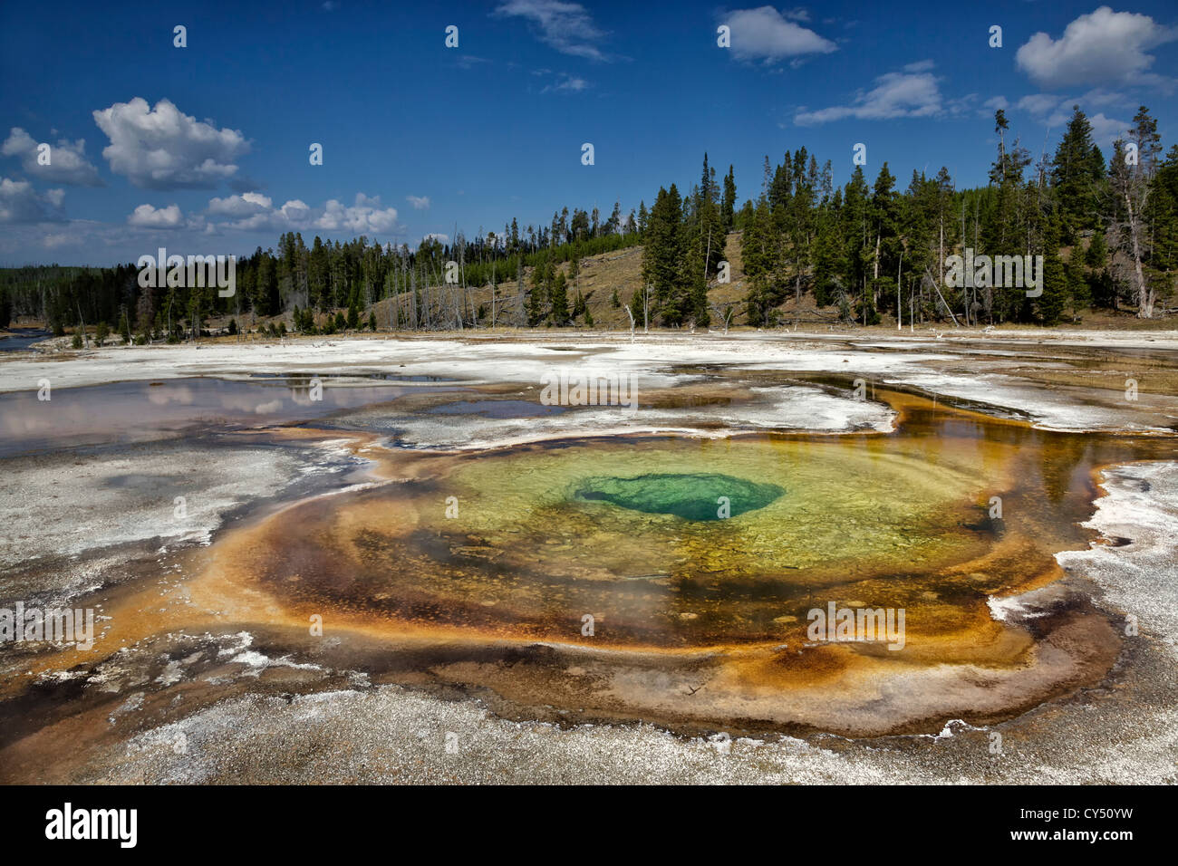 Yellowstone's Chromatic Pool in the upper geyser basin Stock Photo
