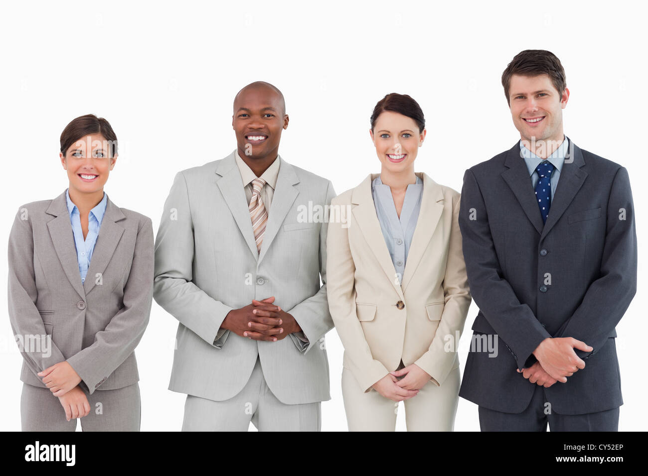 Smiling business partners standing together Stock Photo