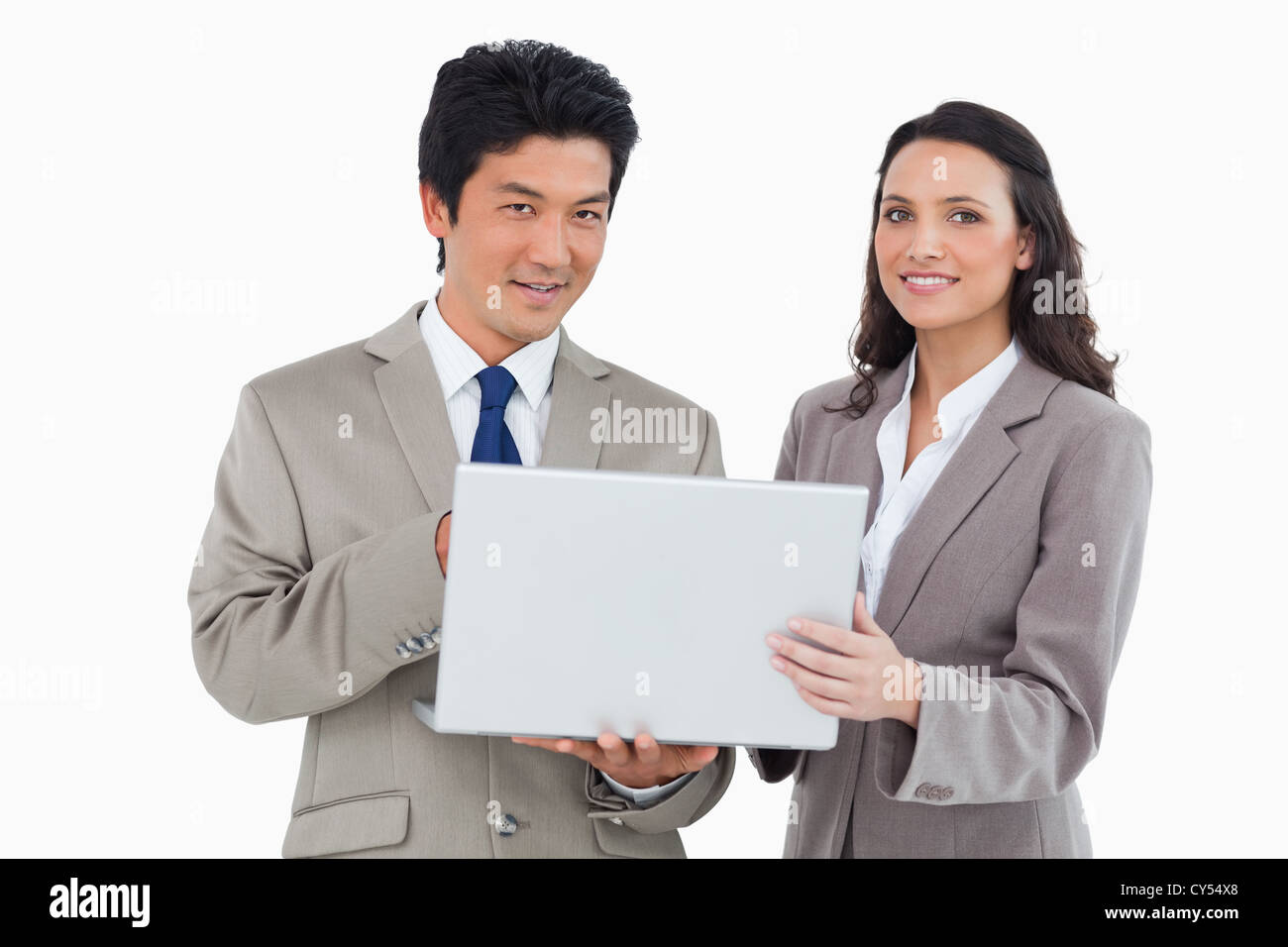Sales Team Computer Salesteam with their laptop Stock Photo - Alamy