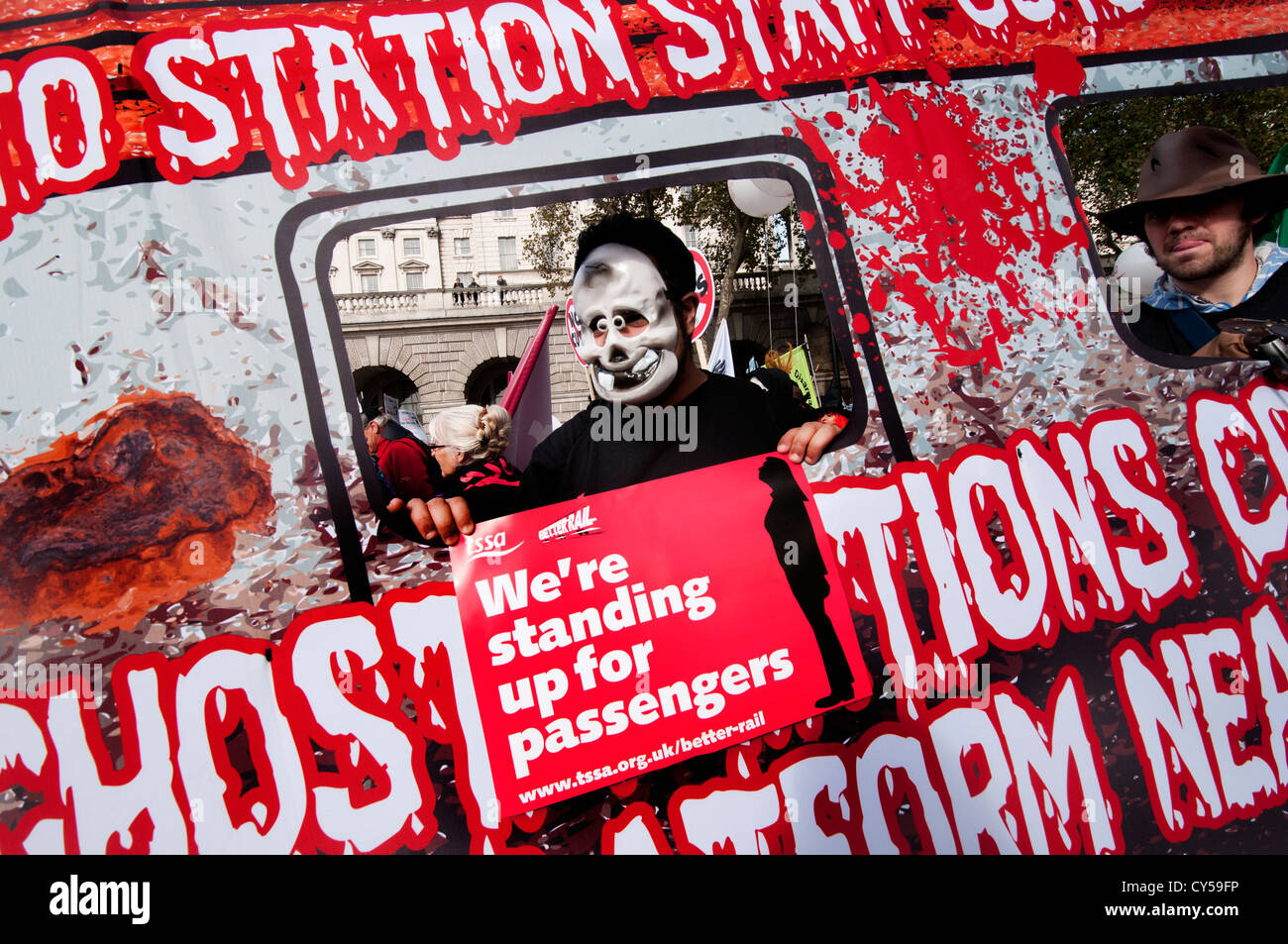 Anti-austerity and anti cuts  protest organized by the TUC  marched through through Central London Oct 2012 Stock Photo