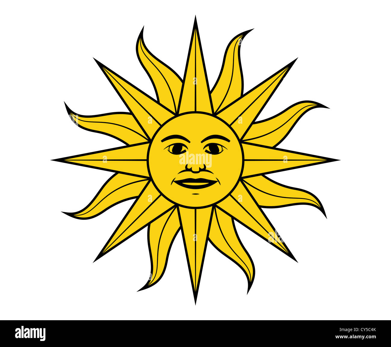 Sun of May in the flag of Uruguay Stock Photo