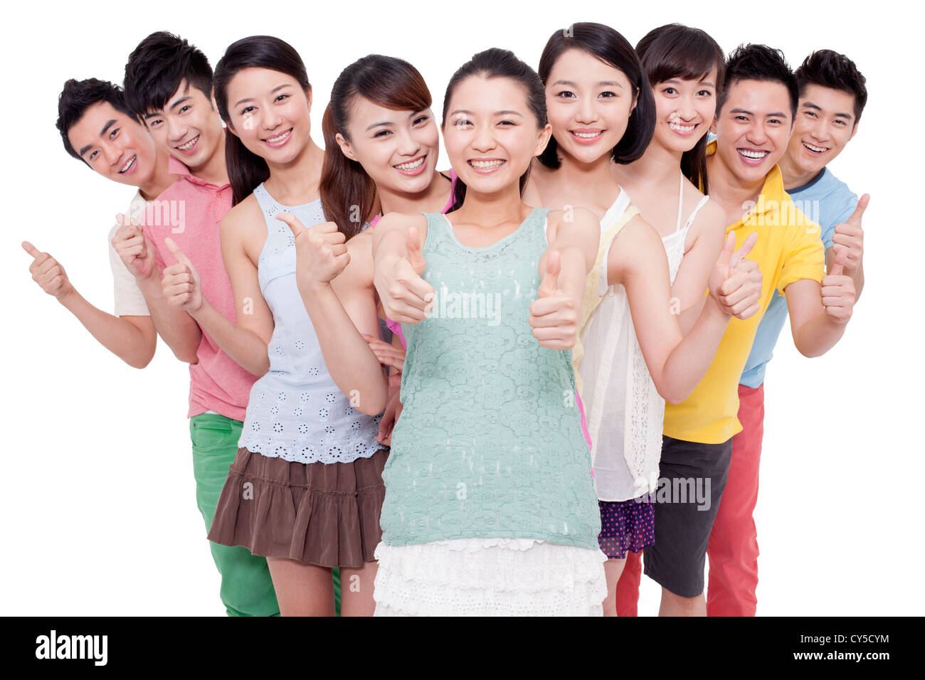 Group of young people showing thumbs up Stock Photo - Alamy