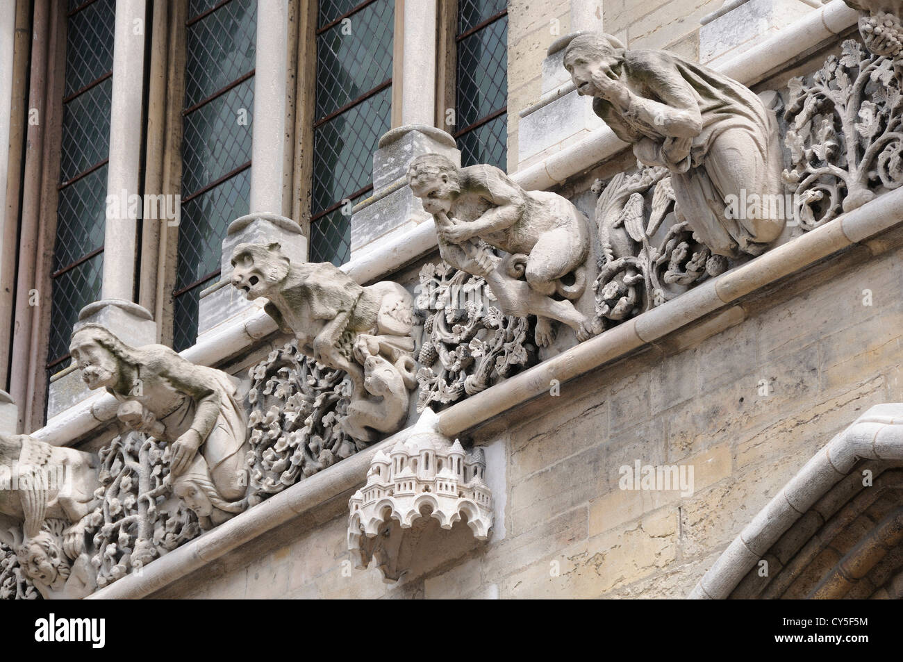 Gargoyles on the facade of the cathedral Notre Dame in Dijon, Côte-d'Or, Burgundy, France Stock Photo