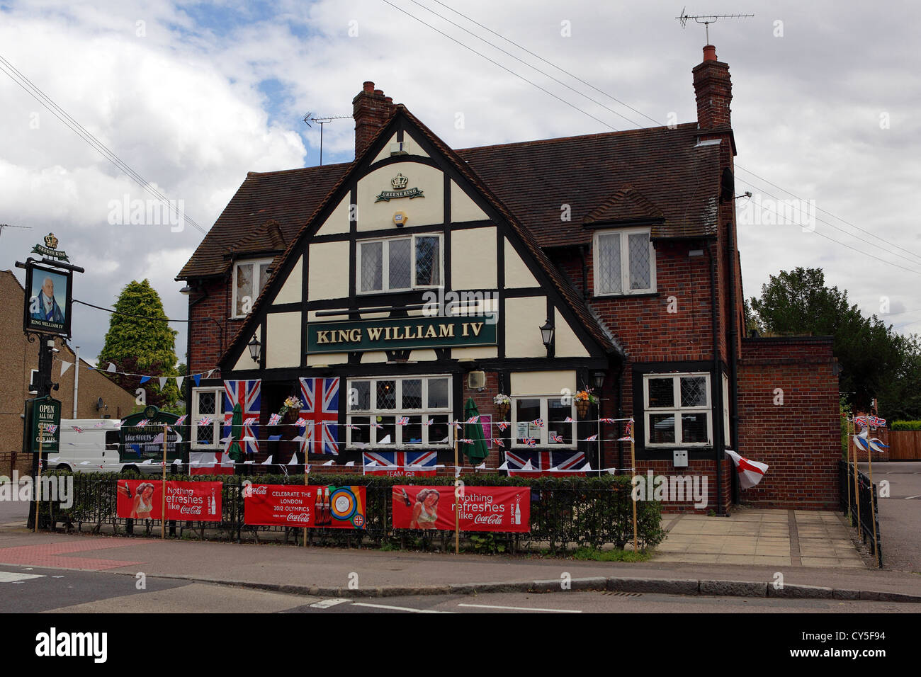 Traditional British pub,the King William IV situated on London Road,Shenley in Hertfordshire. Stock Photo