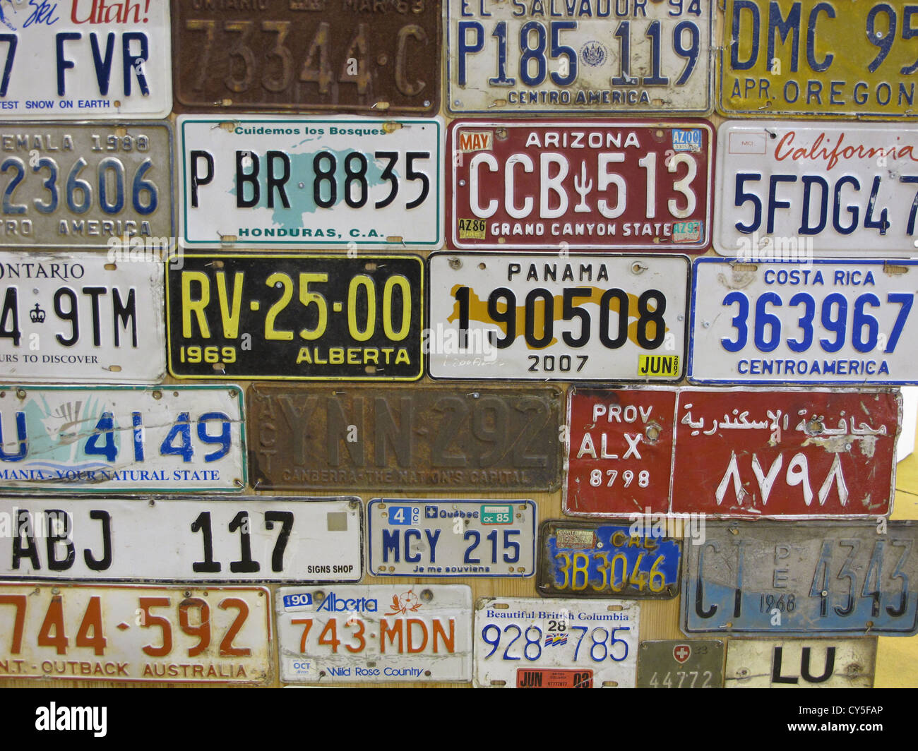 world car number plates at motor show in rome italy Stock Photo - Alamy