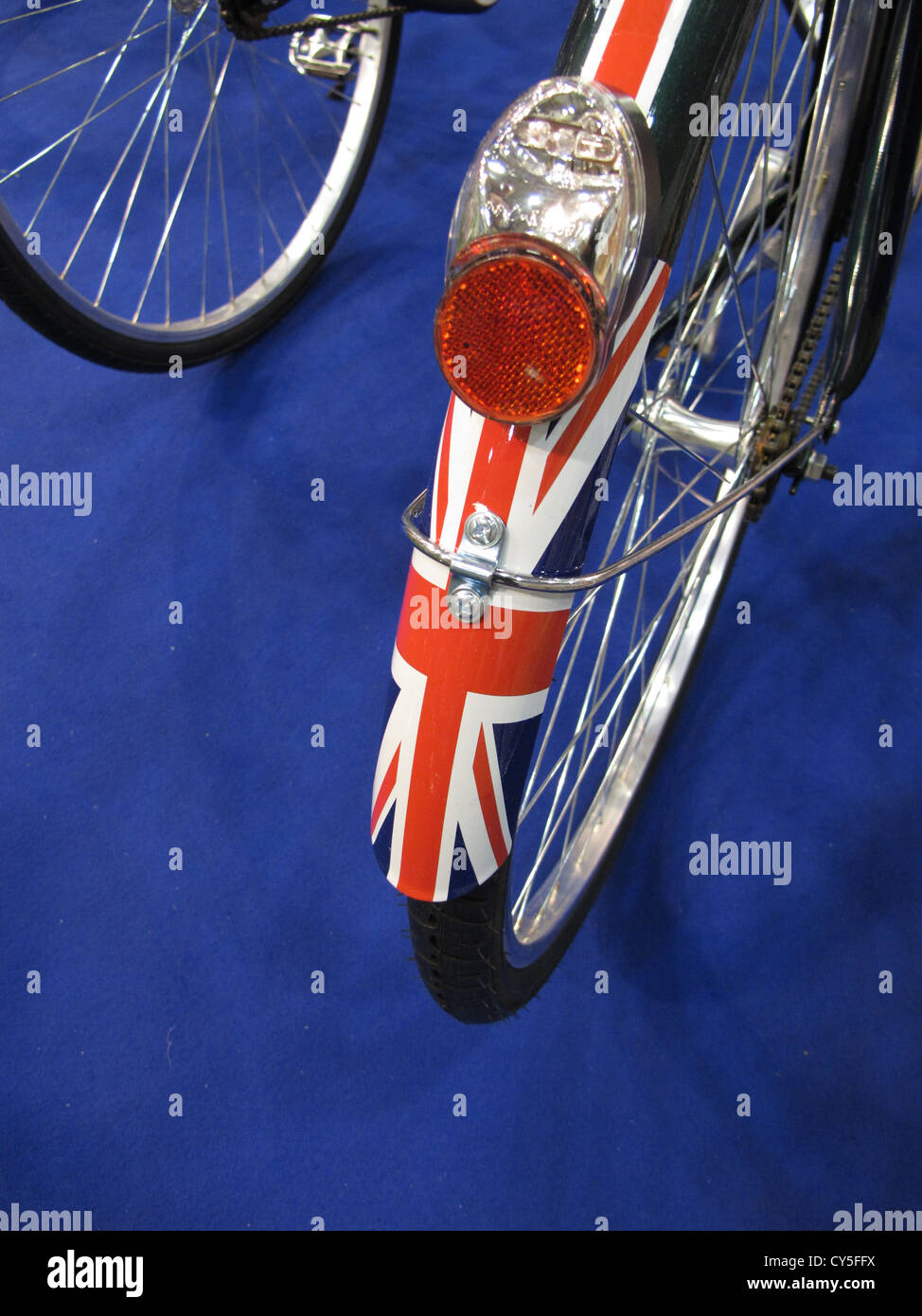 bike with union jack flag banner design Stock Photo