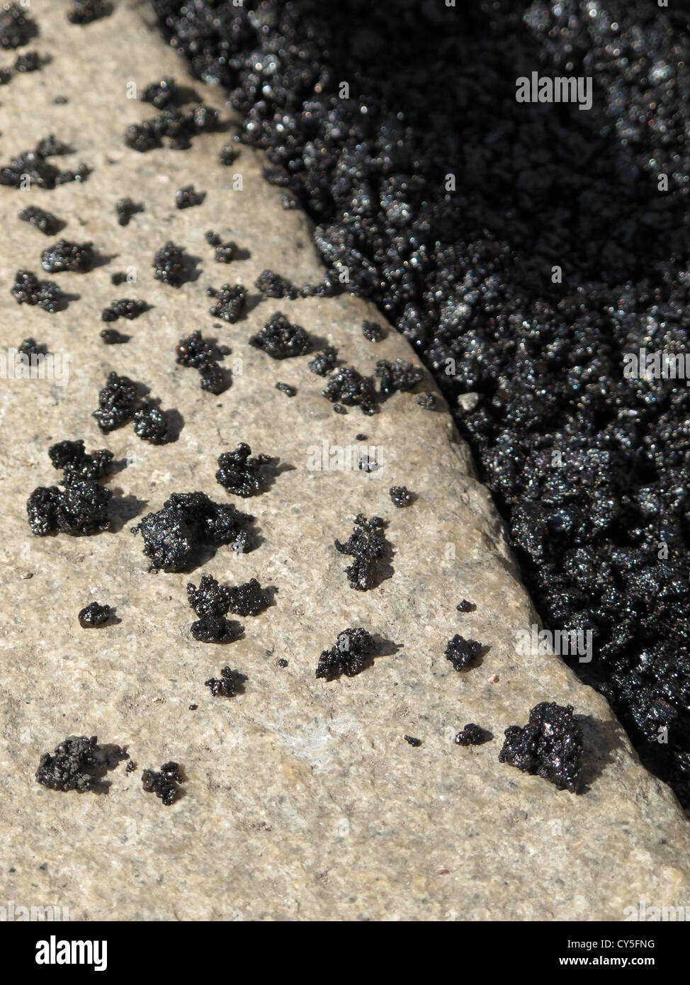 fresh tarmac on road surface Stock Photo