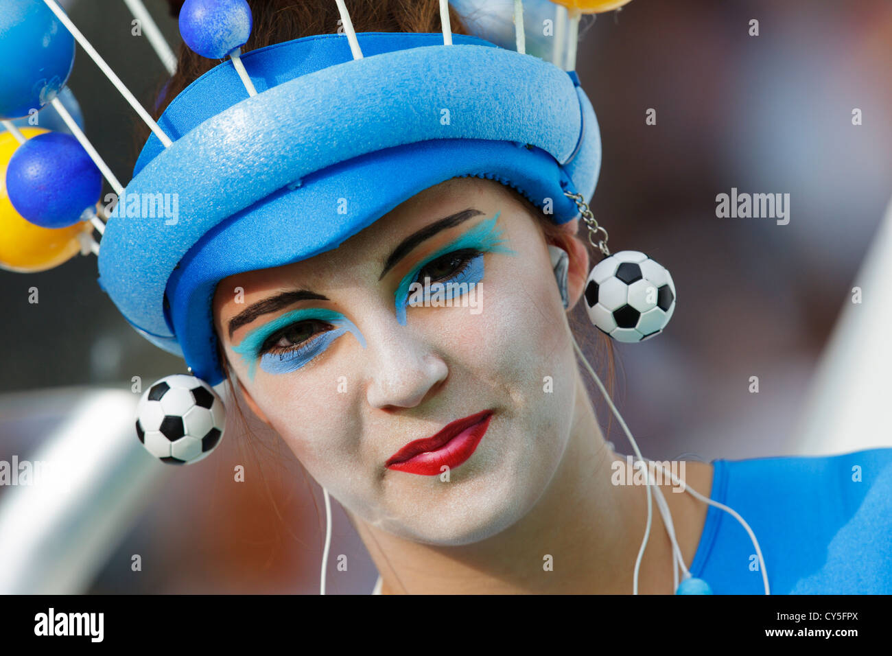 A performer is costumed for the opening ceremony of the 2011 FIFA Women's World Cup soccer tournament in Berlin, Germany. Stock Photo