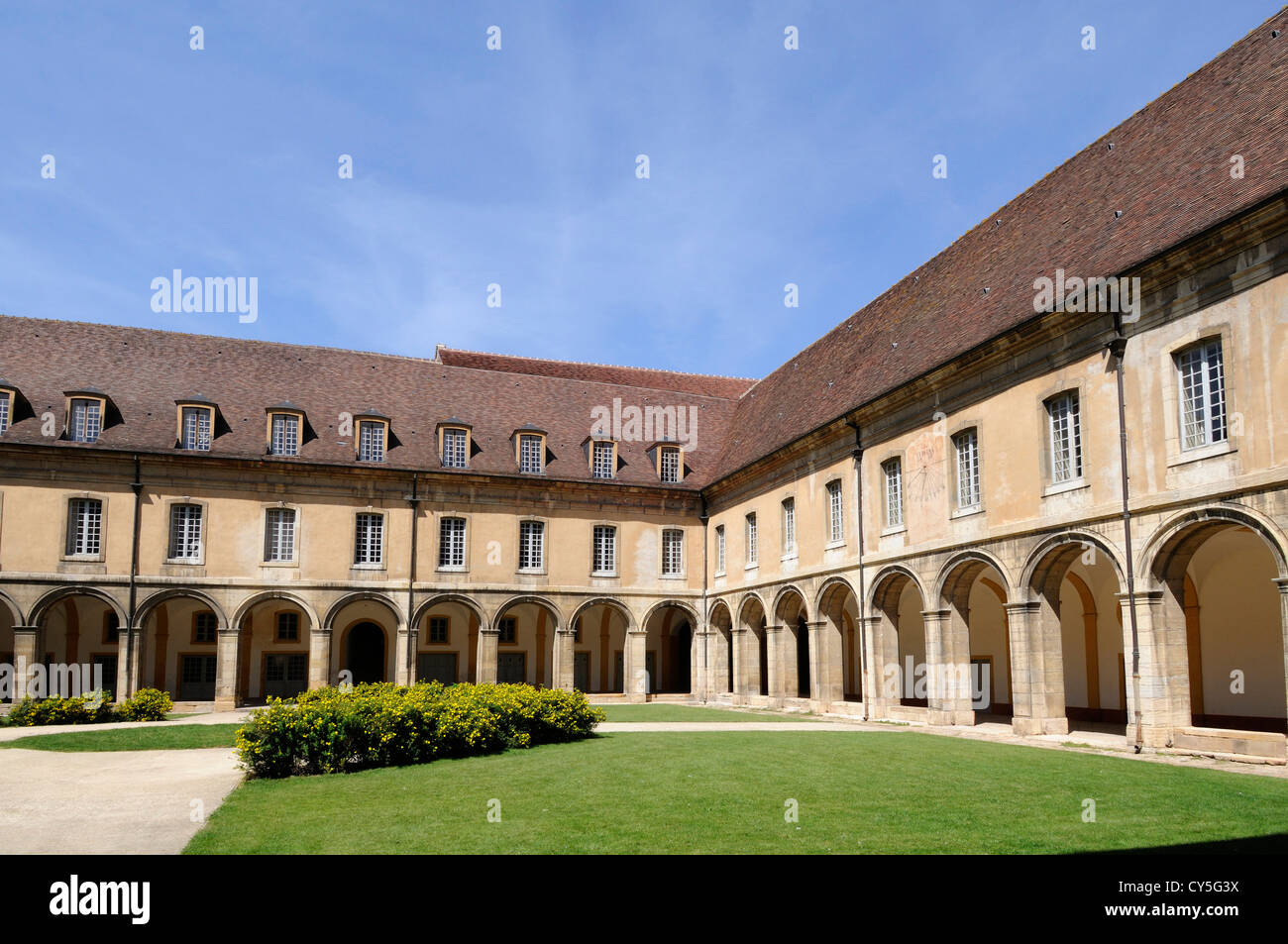 Cluny Abbey, a Benedictine monastery in Cluny, Saone et Loire, Burgundy, France - the cloisters Stock Photo