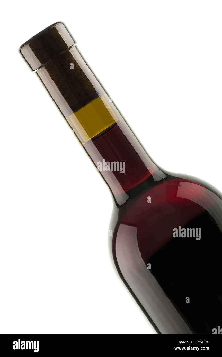 Bottle of Red Wine Isolated On White Stock Photo