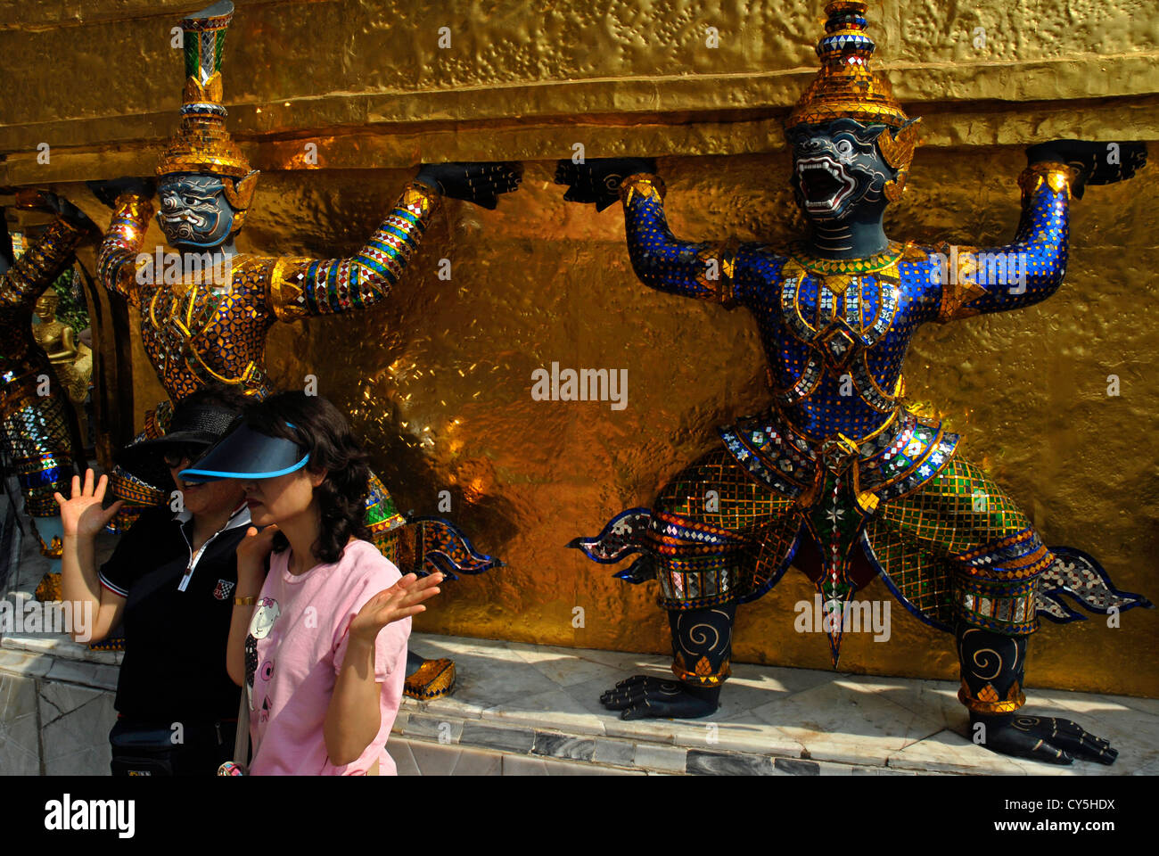 People, Statue Demon, Yaksha Wat Phra Kaeo, Temple, Buda, Grand Palace, Bangkok, Thailand, Asia Stock Photo