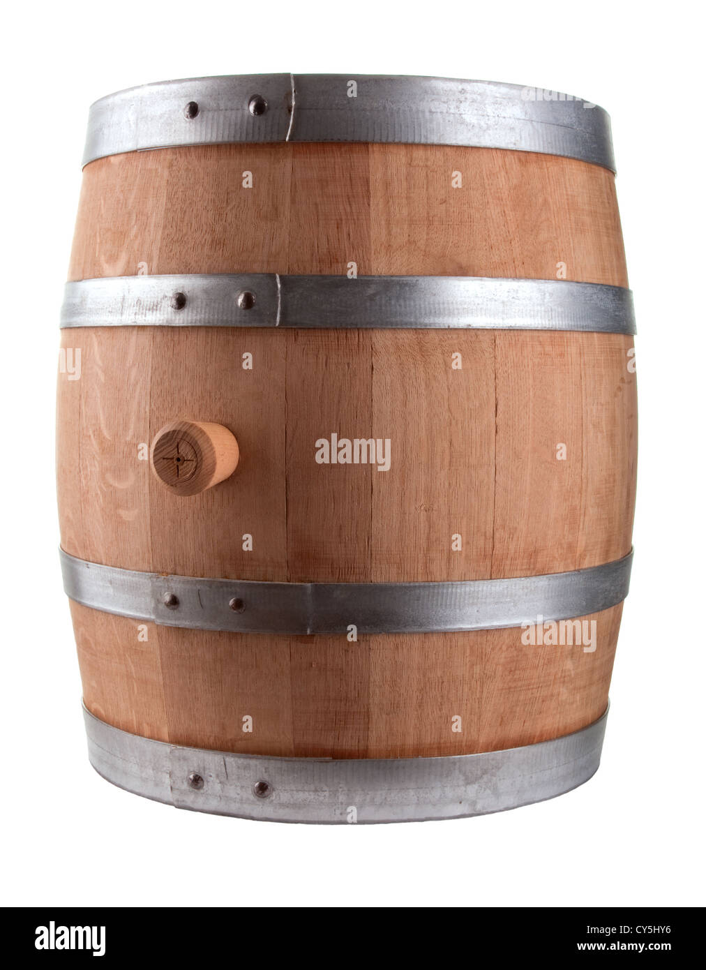 Oak Barrel Isolated On White Background Stock Photo - Alamy