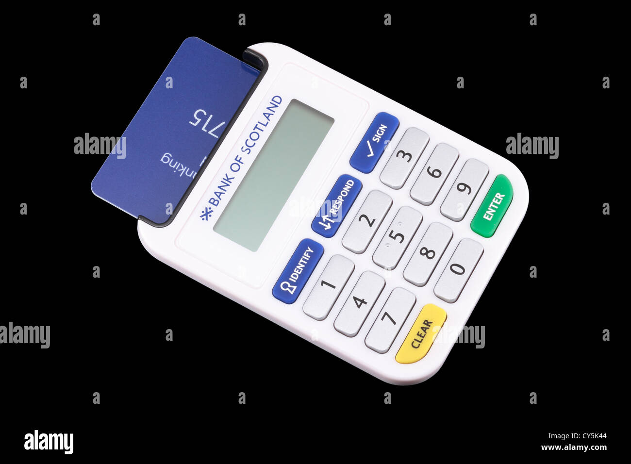 Bank of Scotland Internet Banking Card Reader with card inserted Stock Photo