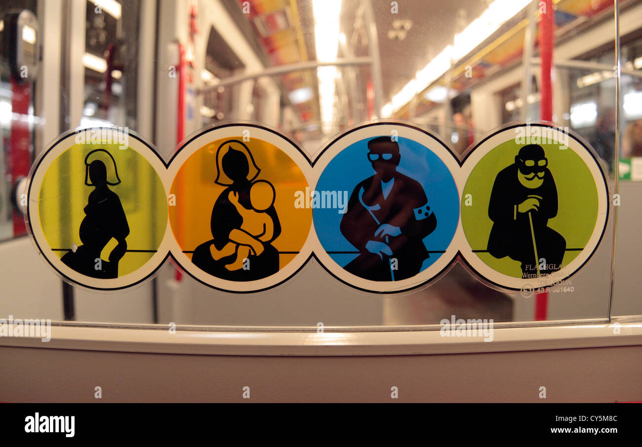 A typical seat notice for pregnant passengers, those with children, a