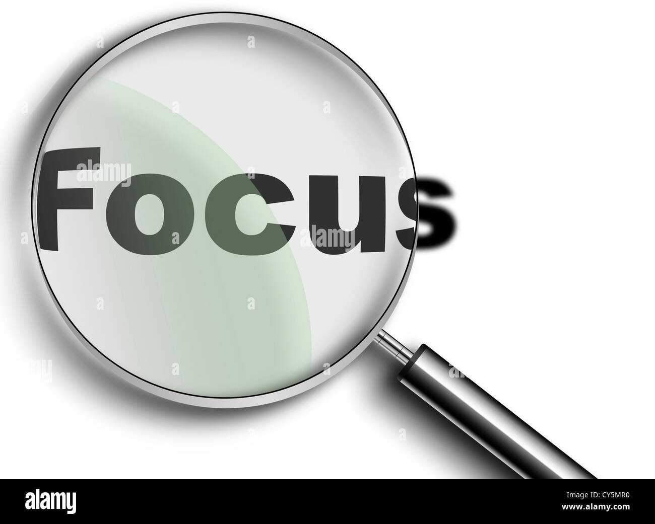 Magnifying Glass created in with the word focus Stock Photo