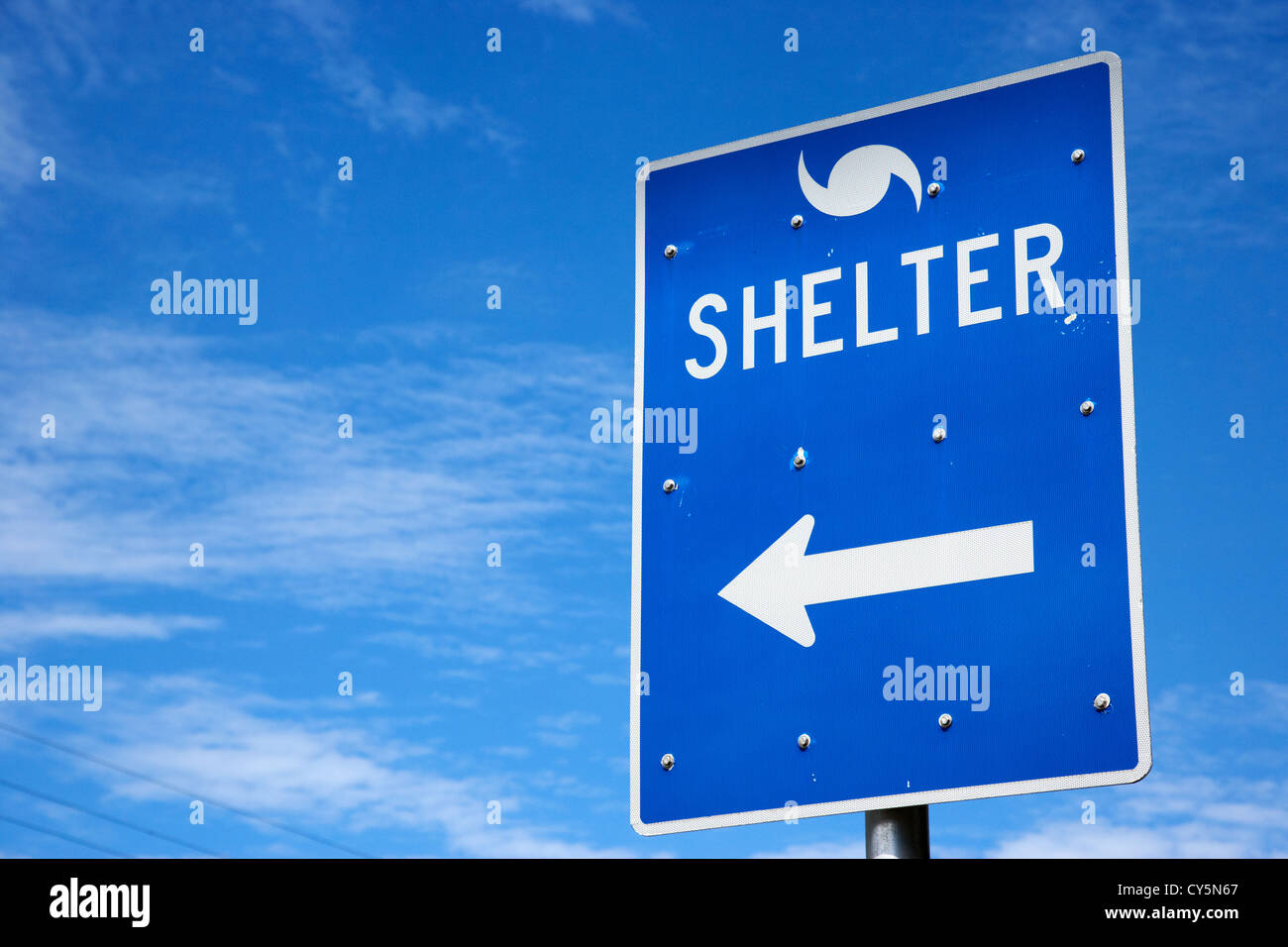 signs and directions for hurricane shelter florida keys usa Stock Photo