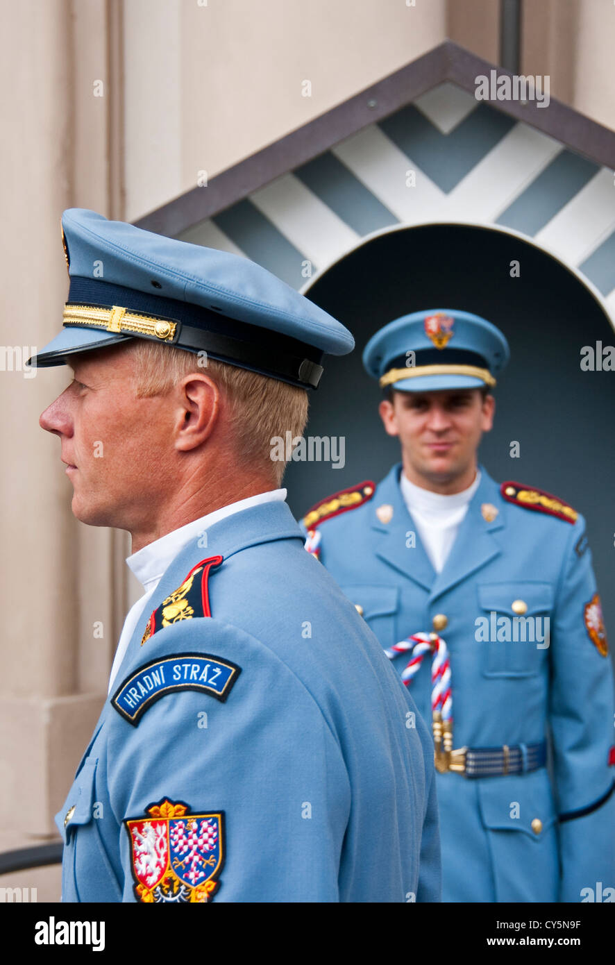 Changing of the Presidental Palace Guards at Prague's Hradcany Castle Stock Photo
