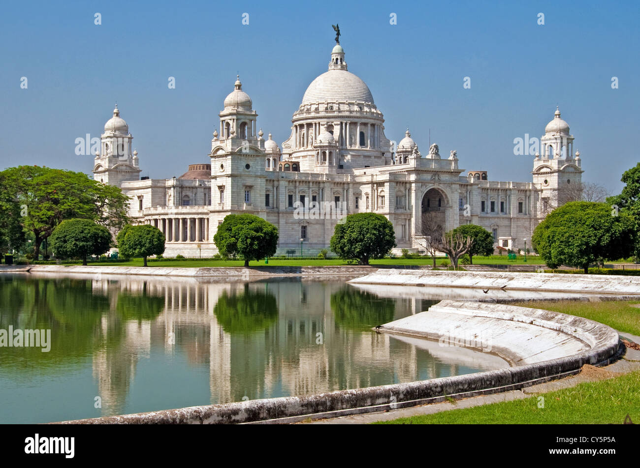 Victoria Memorial, or Victoria Memorial Hall, is dedicated to Queen Victoria, of the United Kingdom, who died in 1901. Stock Photo