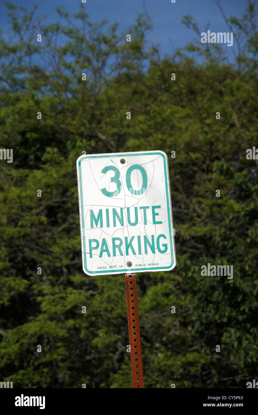 Thirty-minute parking sign, Harwichport, Cape Cod, Massachusetts Stock Photo