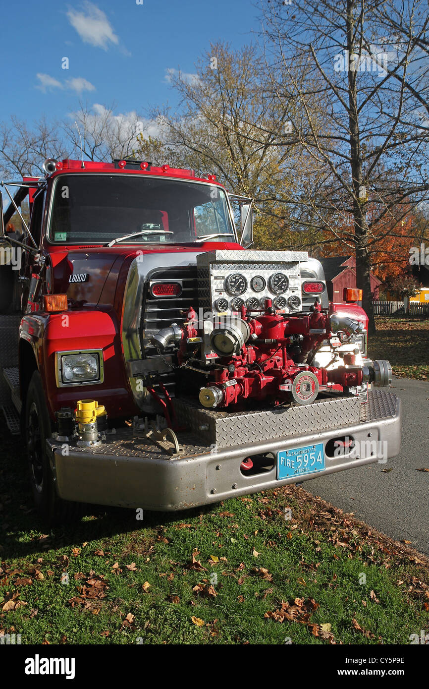 Fire truck, Old Deerfield, Massachusetts Stock Photo